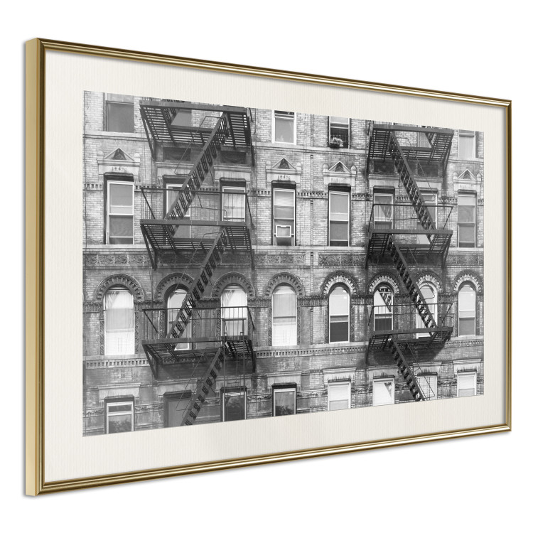 Wall Poster Brick Apartment - black and white architectural shot in New York City 117232 additionalImage 2