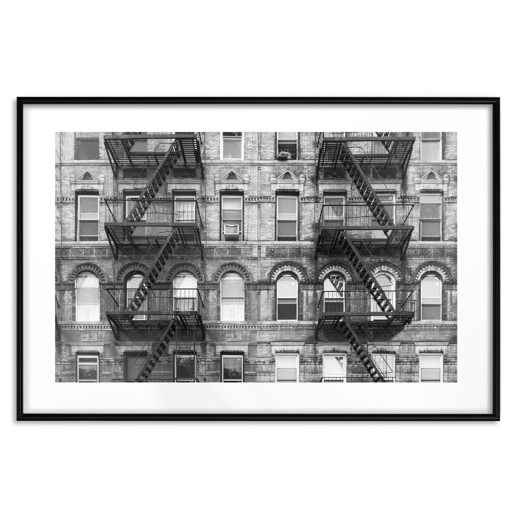 Wall Poster Brick Apartment - black and white architectural shot in New York City 117232 additionalImage 15