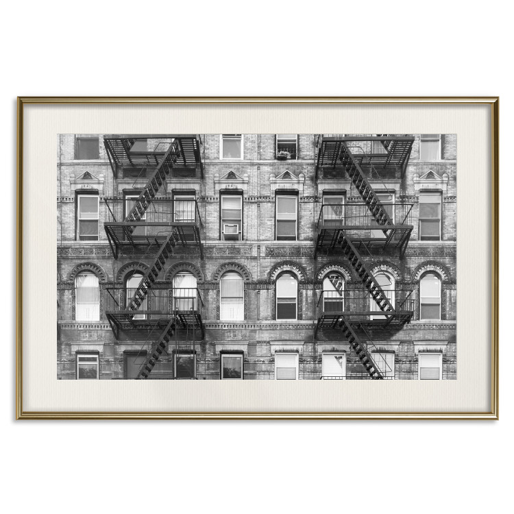 Wall Poster Brick Apartment - black and white architectural shot in New York City 117232 additionalImage 19