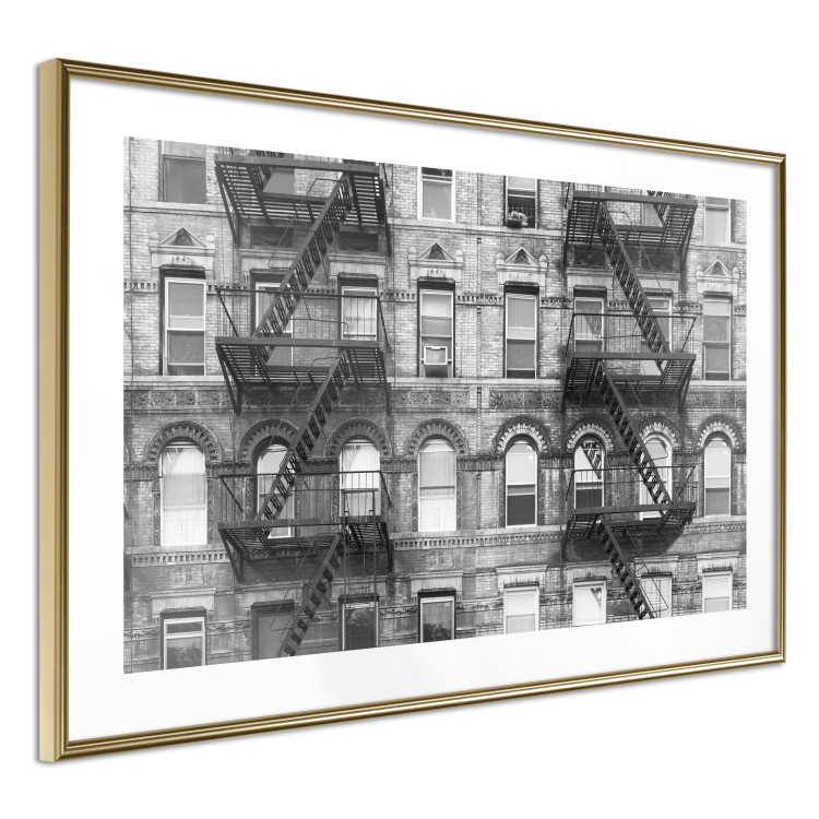 Wall Poster Brick Apartment - black and white architectural shot in New York City 117232 additionalImage 8