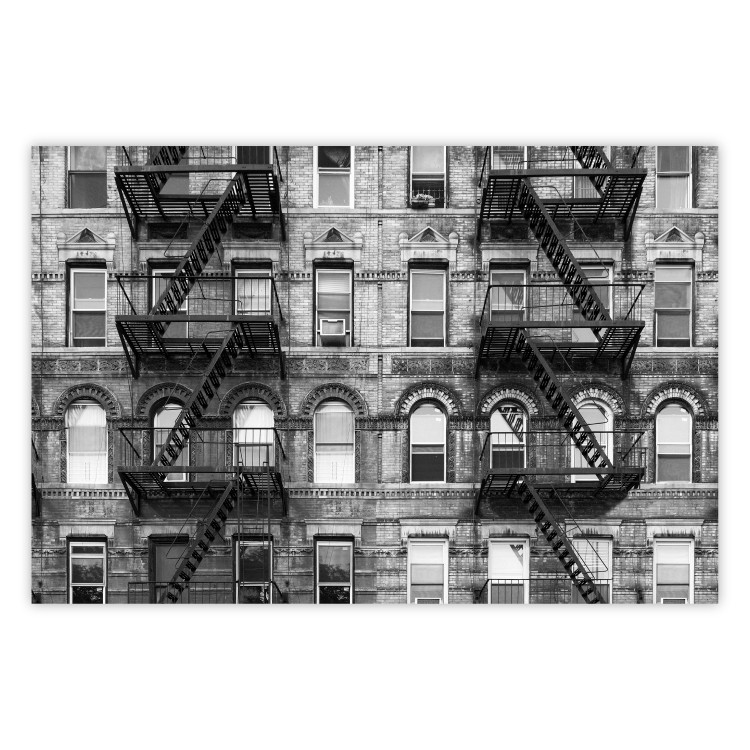 Wall Poster Brick Apartment - black and white architectural shot in New York City 117232