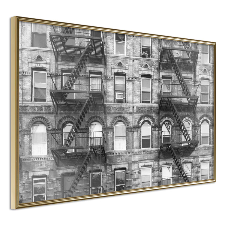 Wall Poster Brick Apartment - black and white architectural shot in New York City 117232 additionalImage 14