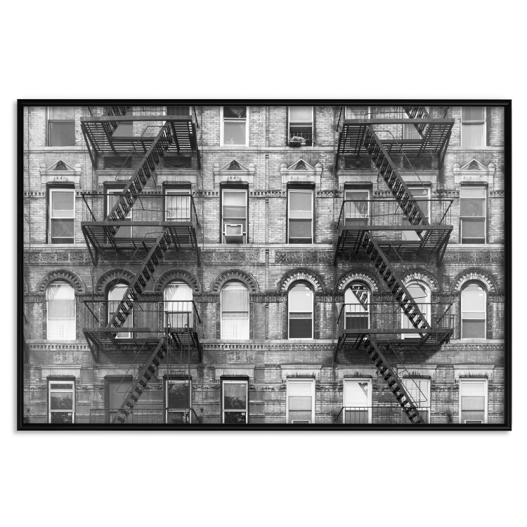 Wall Poster Brick Apartment - black and white architectural shot in New York City 117232 additionalImage 24