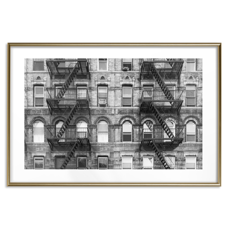 Wall Poster Brick Apartment - black and white architectural shot in New York City 117232 additionalImage 14