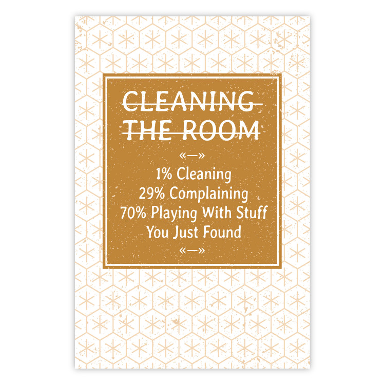 Wall Poster Cleaning Room - composition in brown pattern with English texts 117432