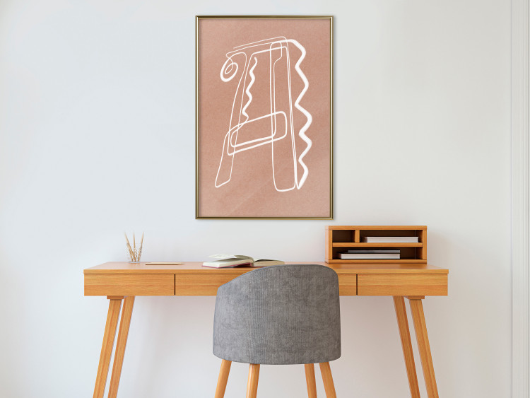 Wall Poster Stylish A - artistic abstraction in white line art in the shape of a letter 119032 additionalImage 7