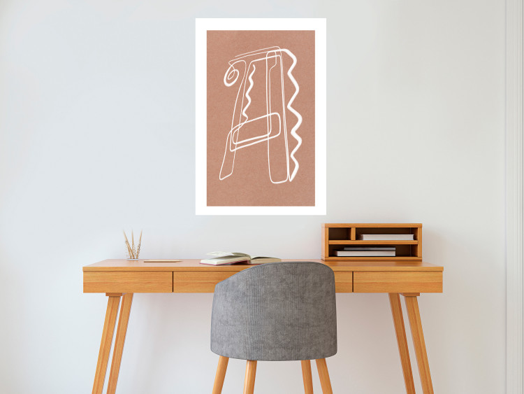 Wall Poster Stylish A - artistic abstraction in white line art in the shape of a letter 119032 additionalImage 4