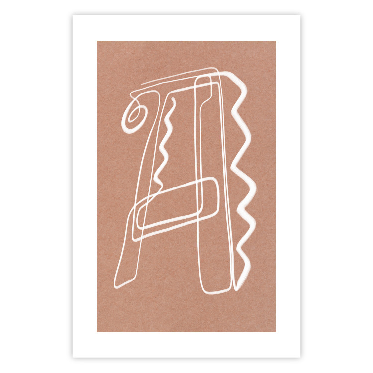 Wall Poster Stylish A - artistic abstraction in white line art in the shape of a letter 119032 additionalImage 25