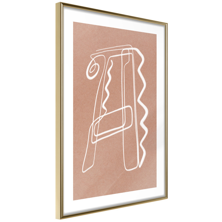Wall Poster Stylish A - artistic abstraction in white line art in the shape of a letter 119032 additionalImage 8
