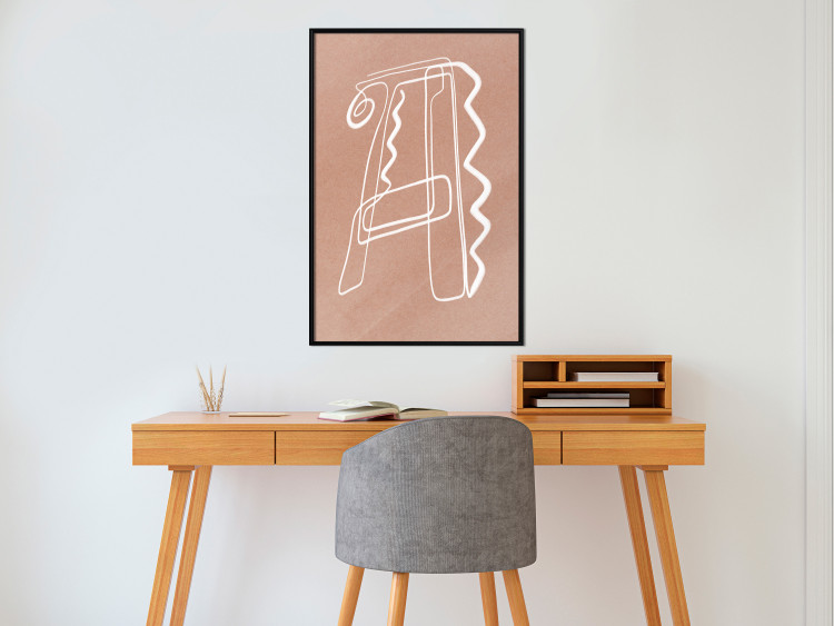 Wall Poster Stylish A - artistic abstraction in white line art in the shape of a letter 119032 additionalImage 3