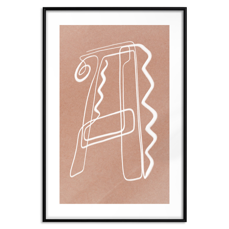 Wall Poster Stylish A - artistic abstraction in white line art in the shape of a letter 119032 additionalImage 17