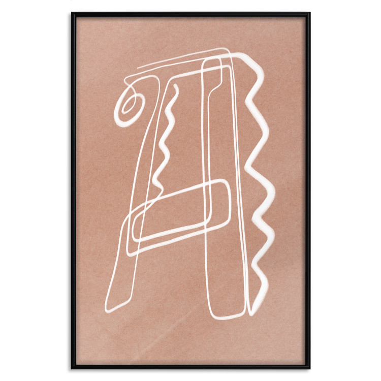 Wall Poster Stylish A - artistic abstraction in white line art in the shape of a letter 119032 additionalImage 18