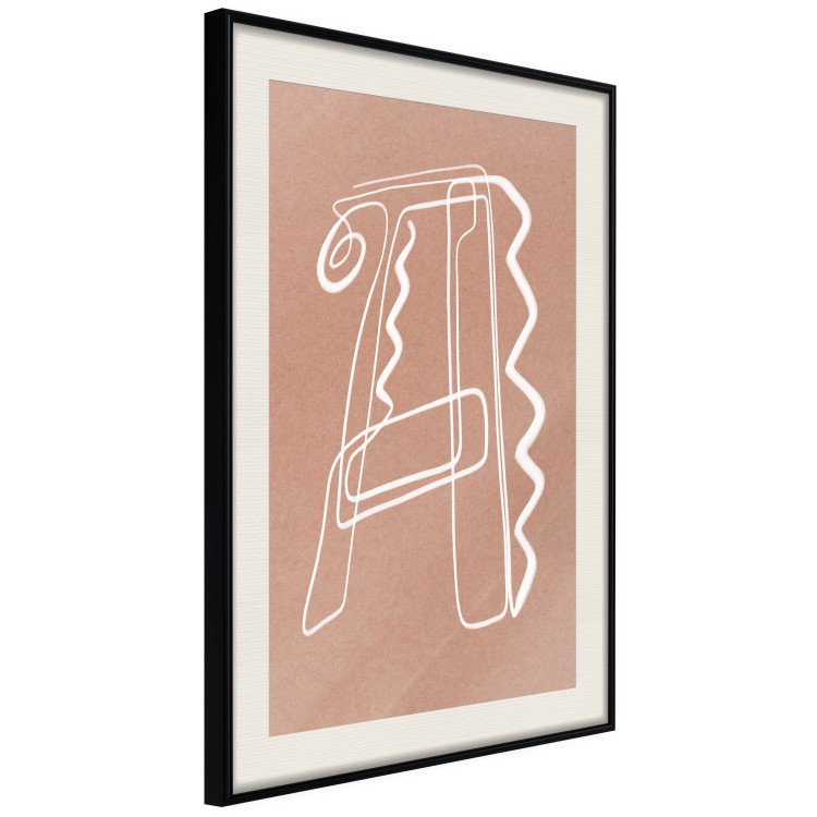 Wall Poster Stylish A - artistic abstraction in white line art in the shape of a letter 119032 additionalImage 3