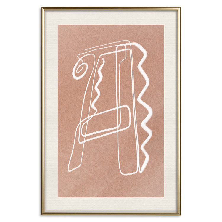 Wall Poster Stylish A - artistic abstraction in white line art in the shape of a letter 119032 additionalImage 19
