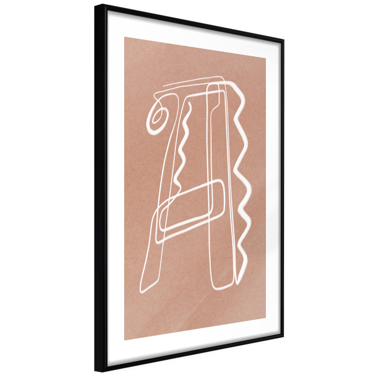 Wall Poster Stylish A - artistic abstraction in white line art in the shape of a letter 119032 additionalImage 11
