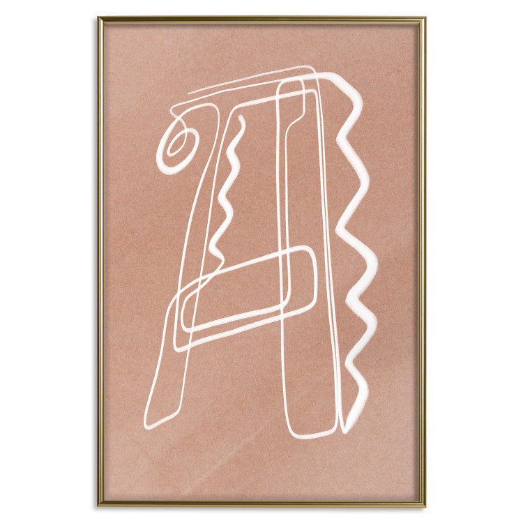 Wall Poster Stylish A - artistic abstraction in white line art in the shape of a letter 119032 additionalImage 20