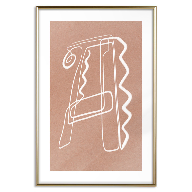 Wall Poster Stylish A - artistic abstraction in white line art in the shape of a letter 119032 additionalImage 14