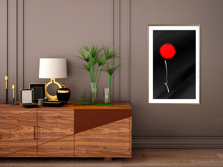 Poster Minimalist Flower - composition with a red flower on a black background 119132 additionalImage 13