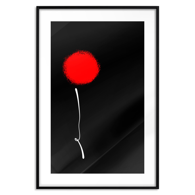 Poster Minimalist Flower - composition with a red flower on a black background 119132 additionalImage 15