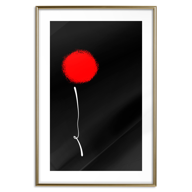 Poster Minimalist Flower - composition with a red flower on a black background 119132 additionalImage 14