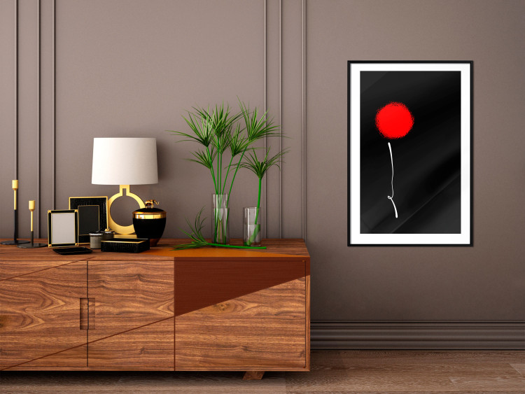 Poster Minimalist Flower - composition with a red flower on a black background 119132 additionalImage 4