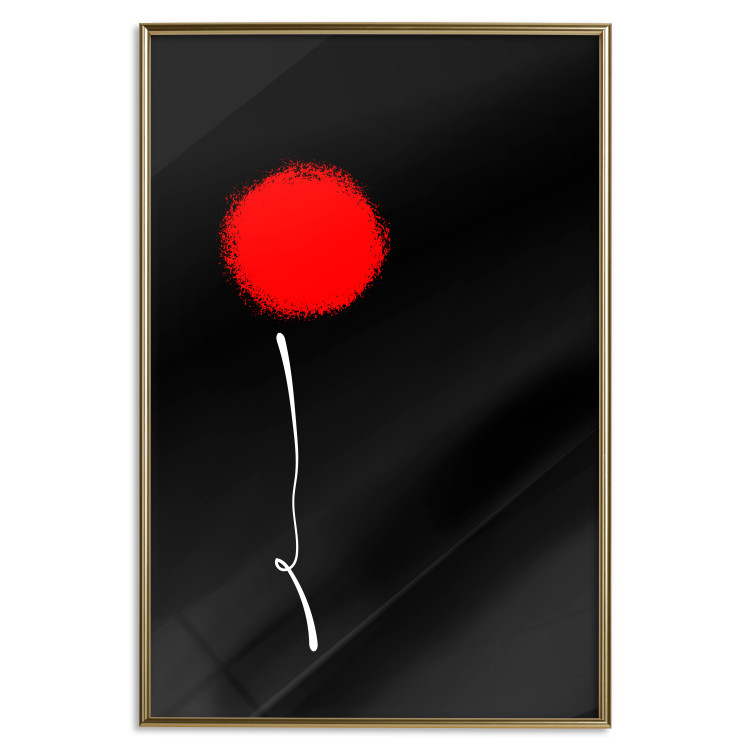 Poster Minimalist Flower - composition with a red flower on a black background 119132 additionalImage 16