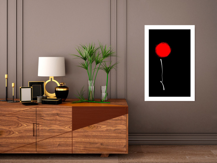 Poster Minimalist Flower - composition with a red flower on a black background 119132 additionalImage 2