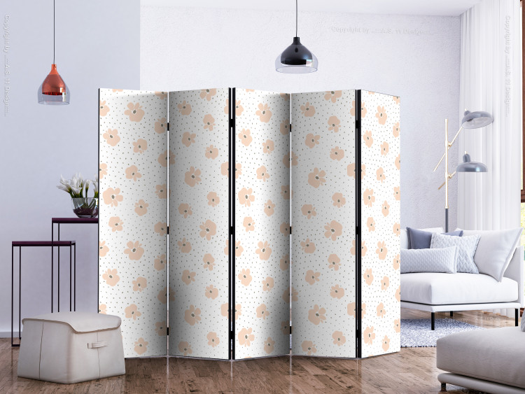 Folding Screen Childish Blossoms II (5-piece) - colorful abstraction and light background 124032 additionalImage 2