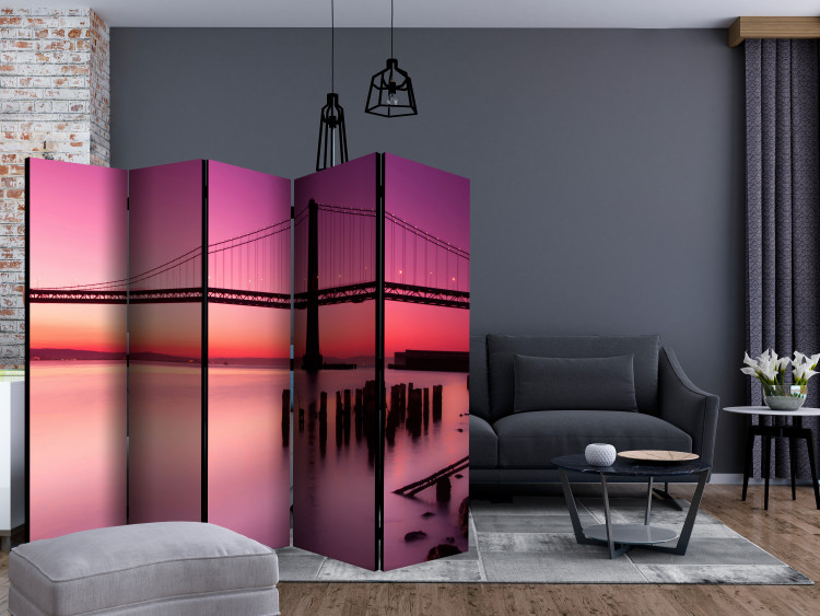 Room Divider Purple Evening II (5-piece) - bridge and picturesque sunset 124132 additionalImage 4