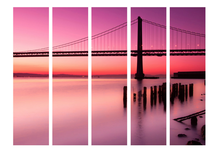 Room Divider Purple Evening II (5-piece) - bridge and picturesque sunset 124132 additionalImage 3