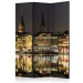 Room Separator Night in Hamburg (3-piece) - city lights reflecting on water 124232