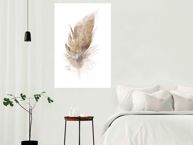 Poster Transience (Beige) - velvety feather in a single color on a white background 125232 additionalImage 17