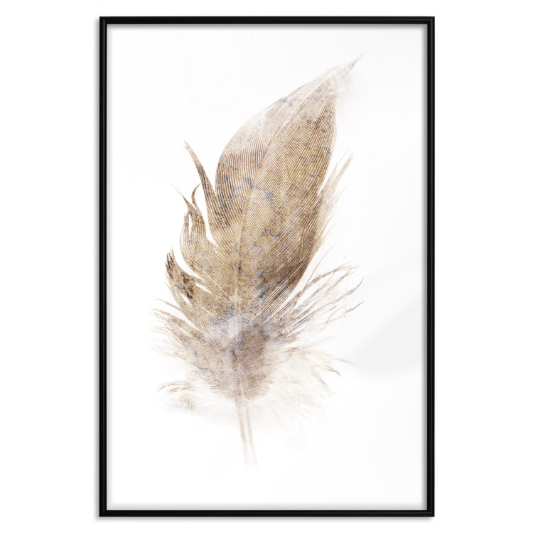 Poster Transience (Beige) - velvety feather in a single color on a white background 125232 additionalImage 24
