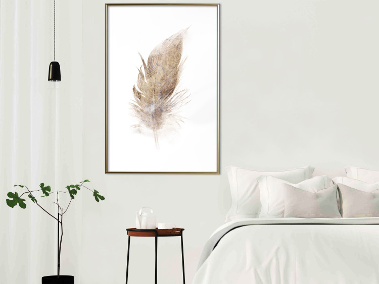 Poster Transience (Beige) - velvety feather in a single color on a white background 125232 additionalImage 15