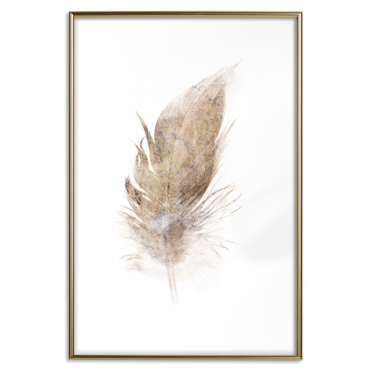 Poster Transience (Beige) - velvety feather in a single color on a white background 125232 additionalImage 14