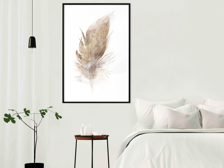Poster Transience (Beige) - velvety feather in a single color on a white background 125232 additionalImage 12