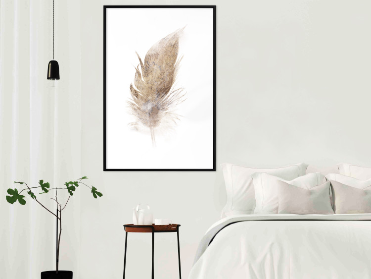 Poster Transience (Beige) - velvety feather in a single color on a white background 125232 additionalImage 9