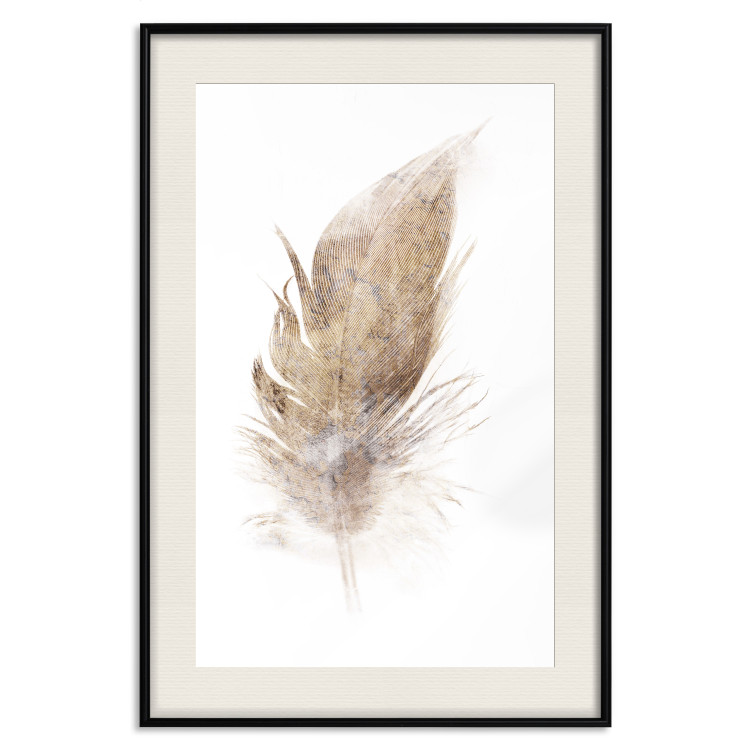 Poster Transience (Beige) - velvety feather in a single color on a white background 125232 additionalImage 18