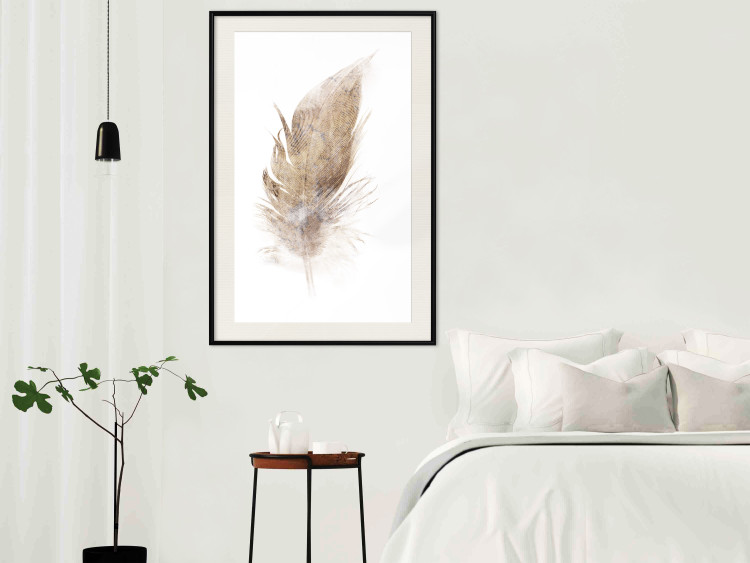 Poster Transience (Beige) - velvety feather in a single color on a white background 125232 additionalImage 22