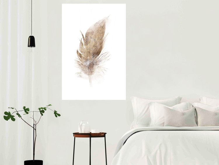 Poster Transience (Beige) - velvety feather in a single color on a white background 125232 additionalImage 13
