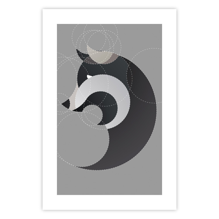 Wall Poster Wolf in Circles - abstract animal made of gray geometric figures 126932 additionalImage 19