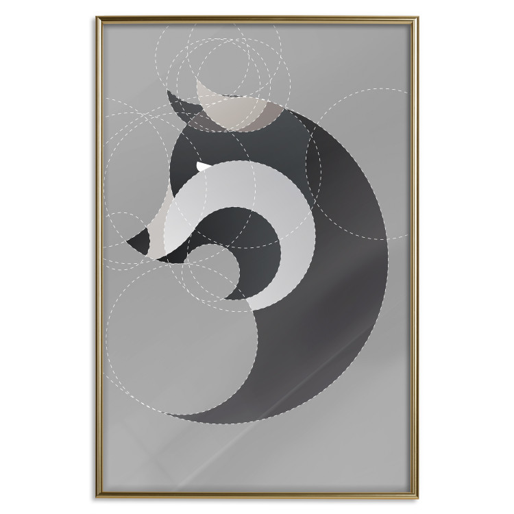 Wall Poster Wolf in Circles - abstract animal made of gray geometric figures 126932 additionalImage 17