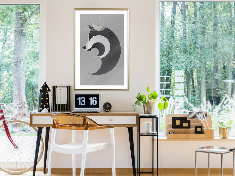 Wall Poster Wolf in Circles - abstract animal made of gray geometric figures 126932 additionalImage 13