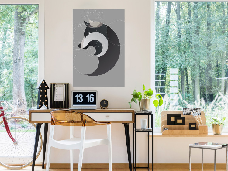 Wall Poster Wolf in Circles - abstract animal made of gray geometric figures 126932 additionalImage 4