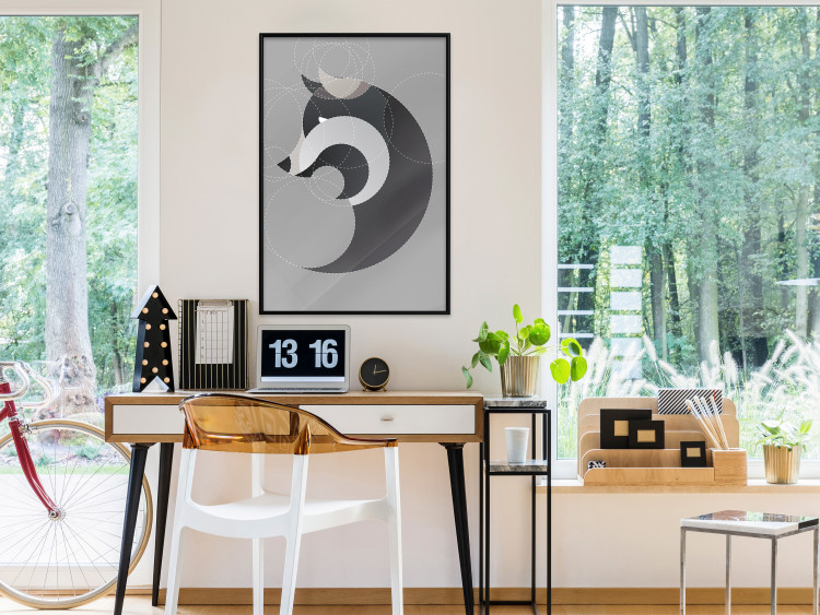Wall Poster Wolf in Circles - abstract animal made of gray geometric figures 126932 additionalImage 11