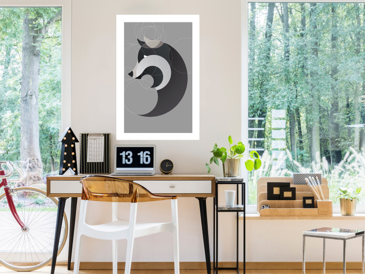 Wall Poster Wolf in Circles - abstract animal made of gray geometric figures 126932 additionalImage 3