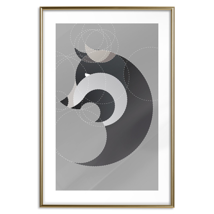 Wall Poster Wolf in Circles - abstract animal made of gray geometric figures 126932 additionalImage 14