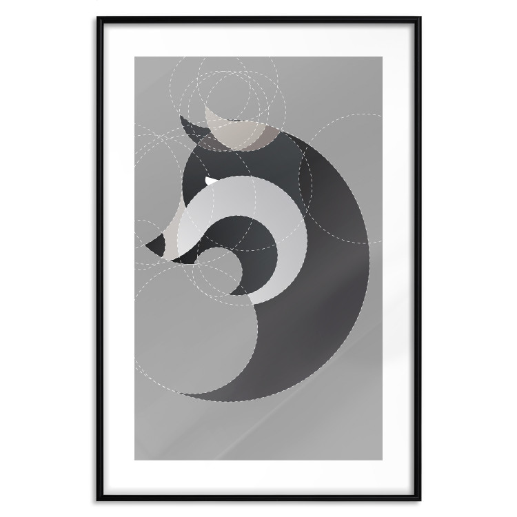 Wall Poster Wolf in Circles - abstract animal made of gray geometric figures 126932 additionalImage 15