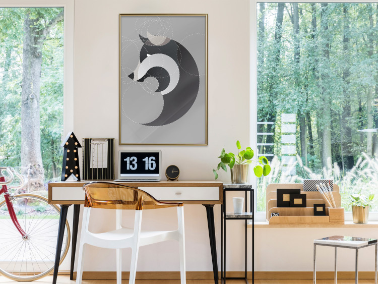 Wall Poster Wolf in Circles - abstract animal made of gray geometric figures 126932 additionalImage 12