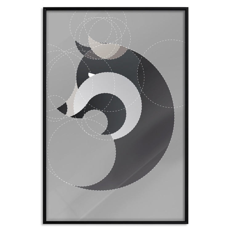 Wall Poster Wolf in Circles - abstract animal made of gray geometric figures 126932 additionalImage 16